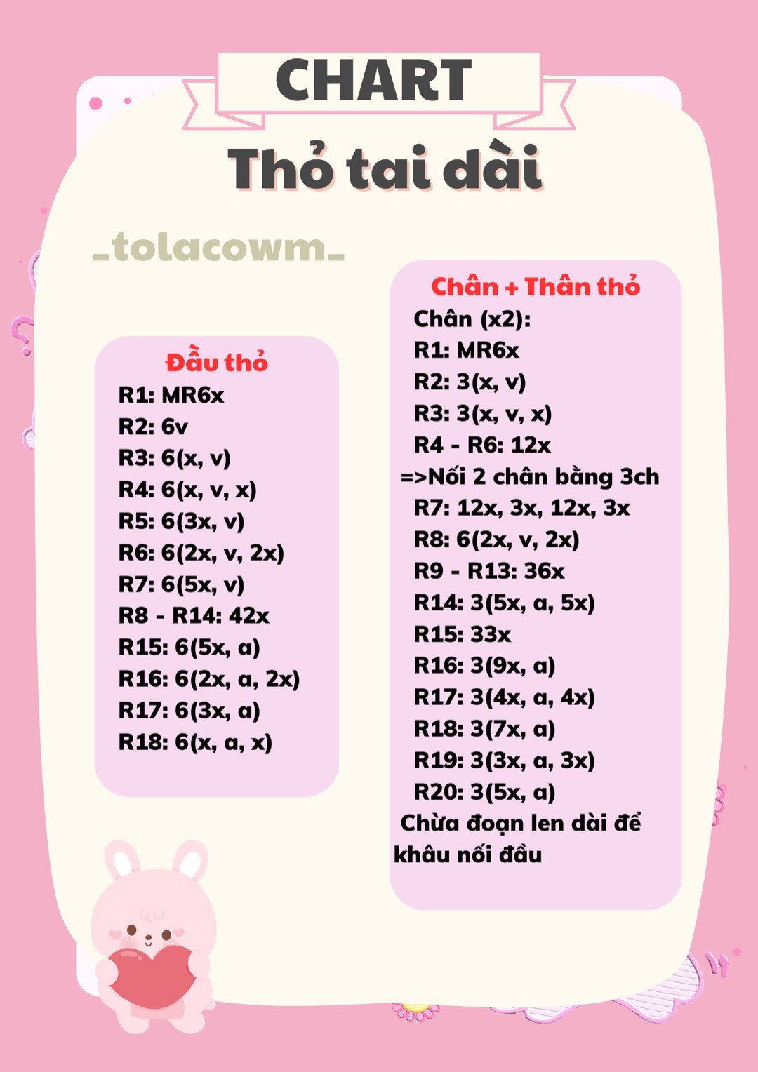 Chart móc len thỏ tai dài