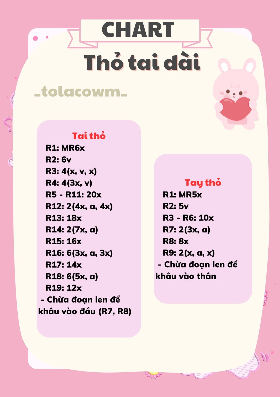 Chart móc len thỏ tai dài