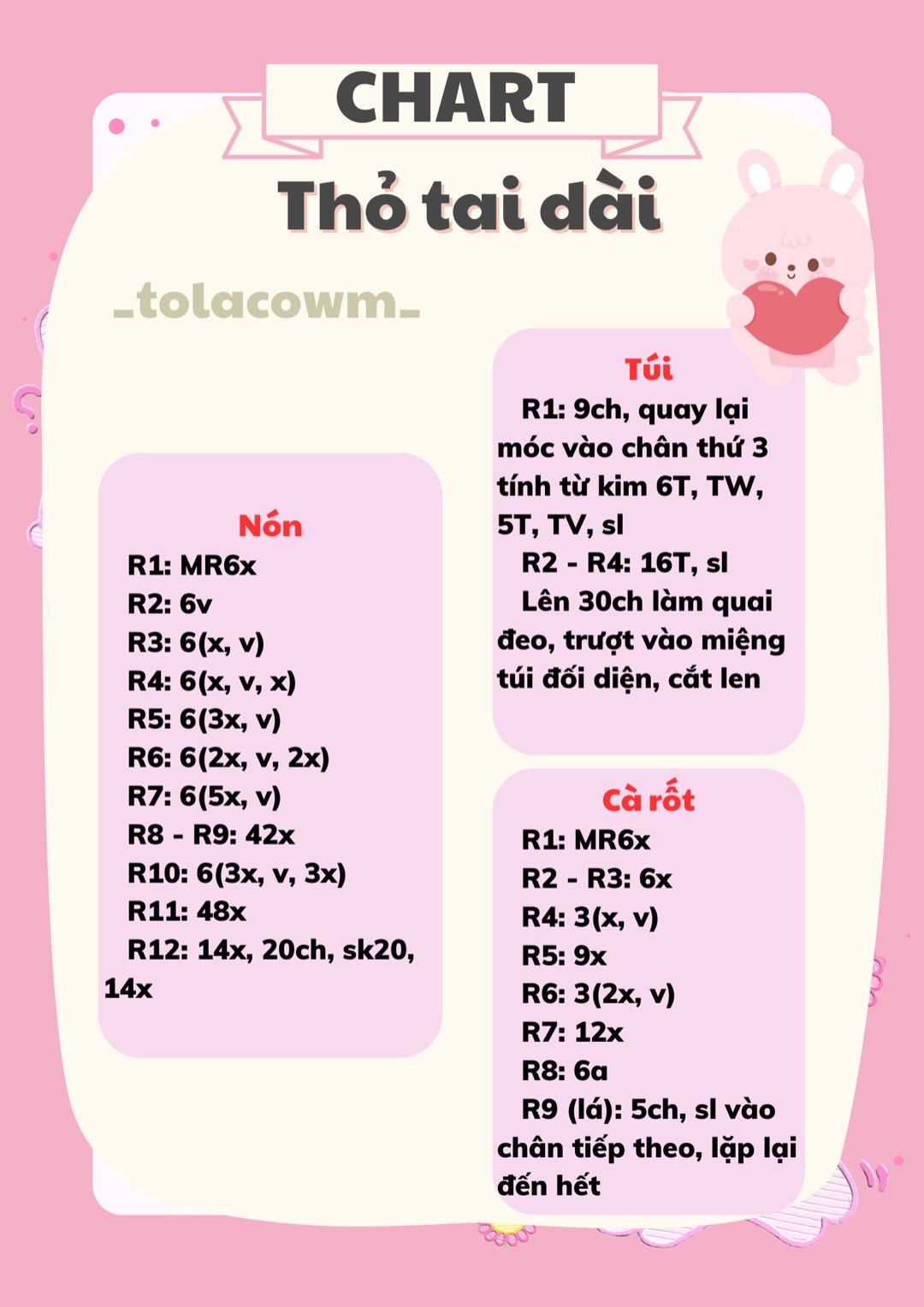 Chart móc len thỏ tai dài