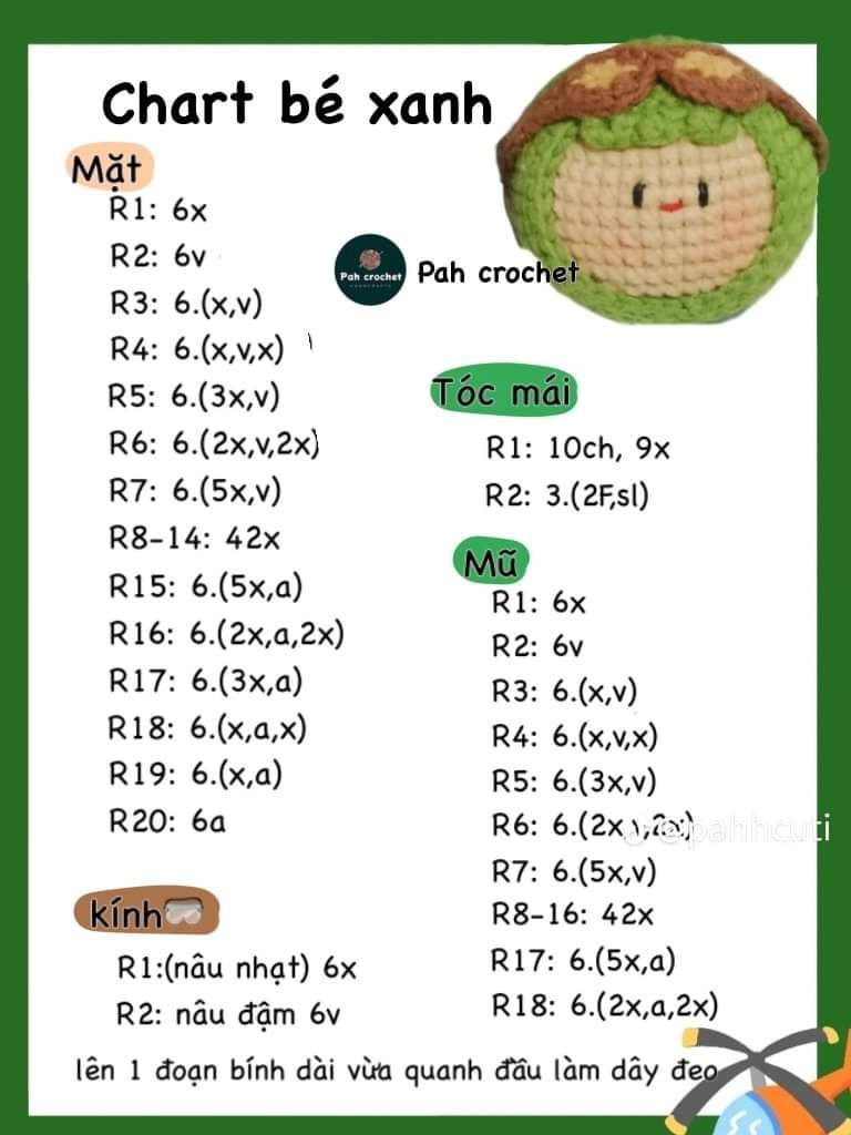 Chart móc rùa ong, chart bé bò, chart móc bé xanh.