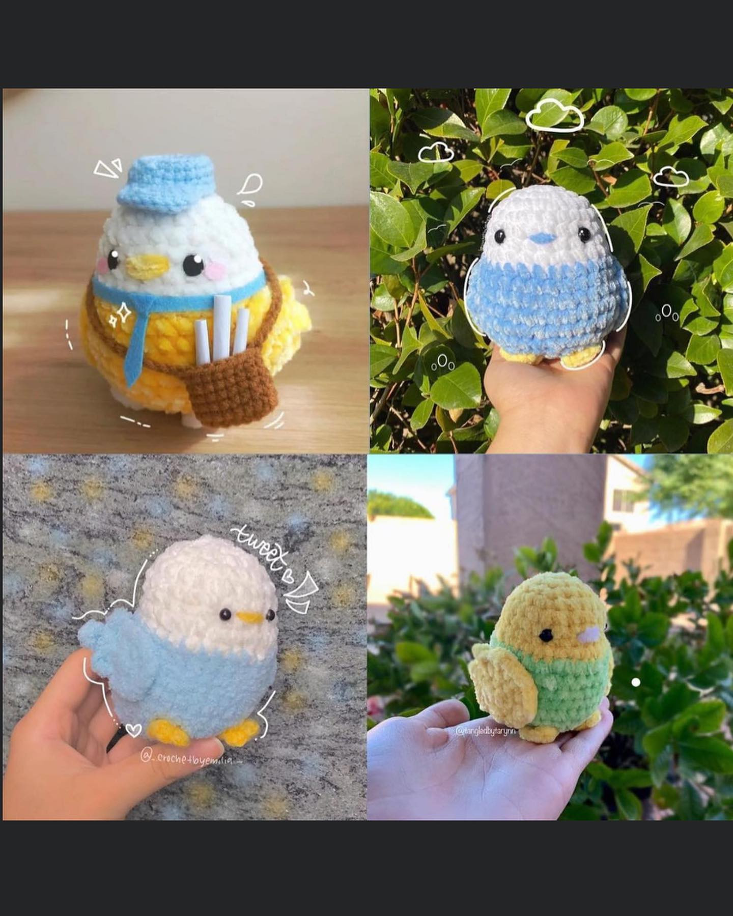 chicks white head, blue body, yellow legs crochet pattern