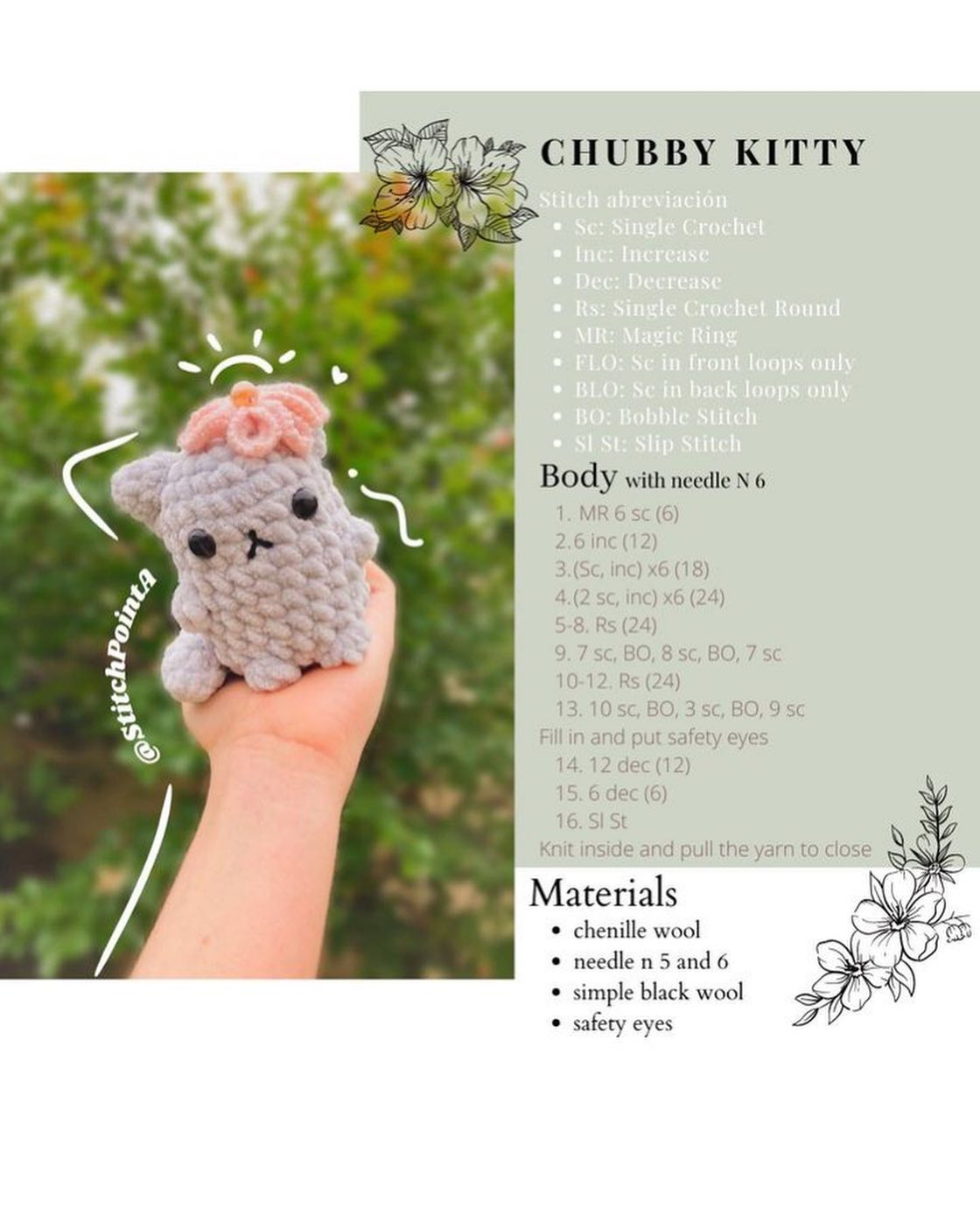 chubby kitty crochet pattern