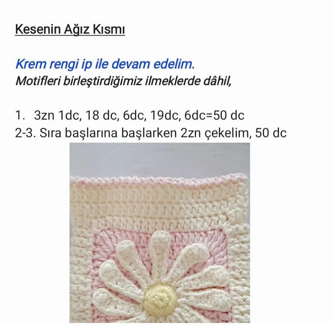 crochet pattern flower decoration bag 12 petals