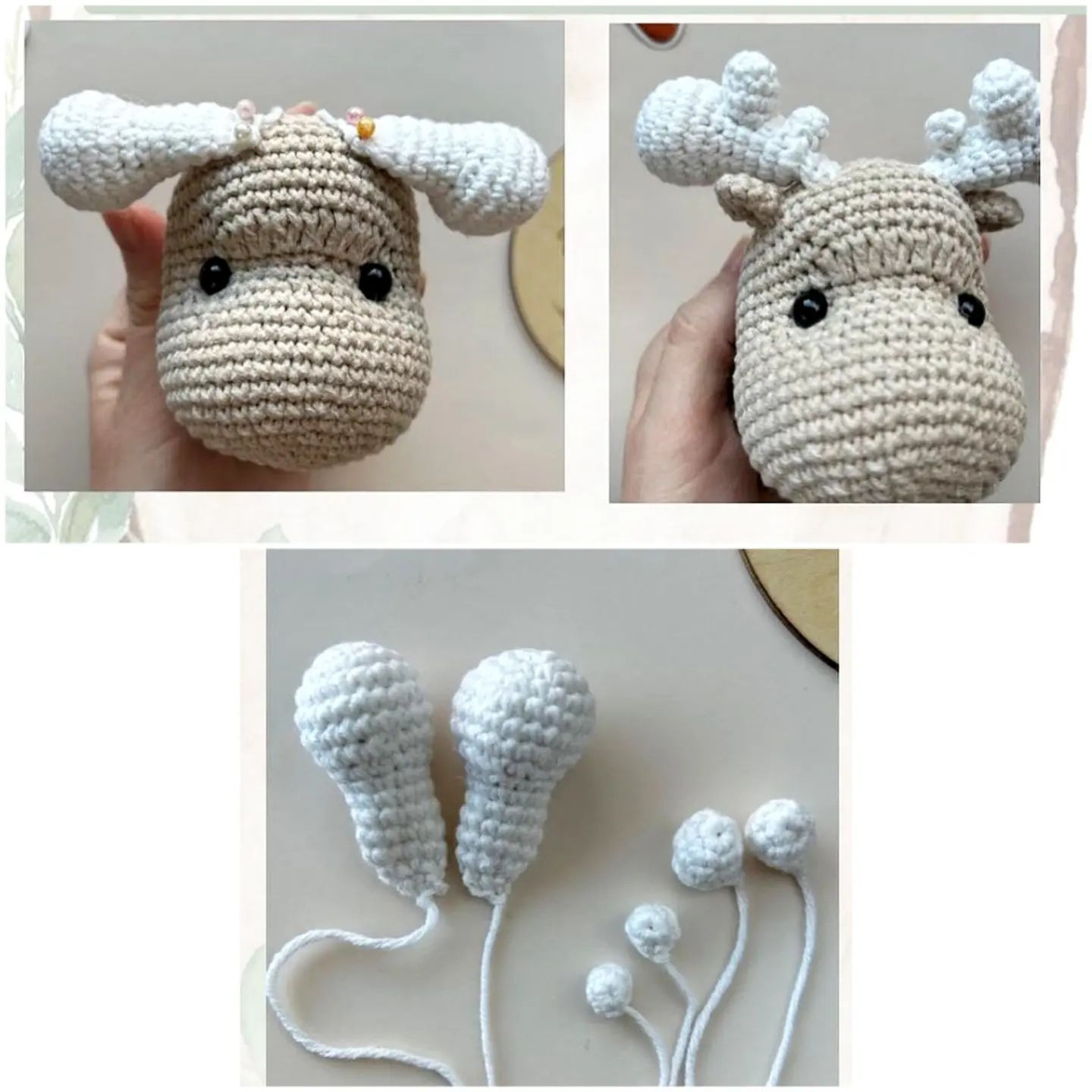 dice, rattles deer white crochet pattern