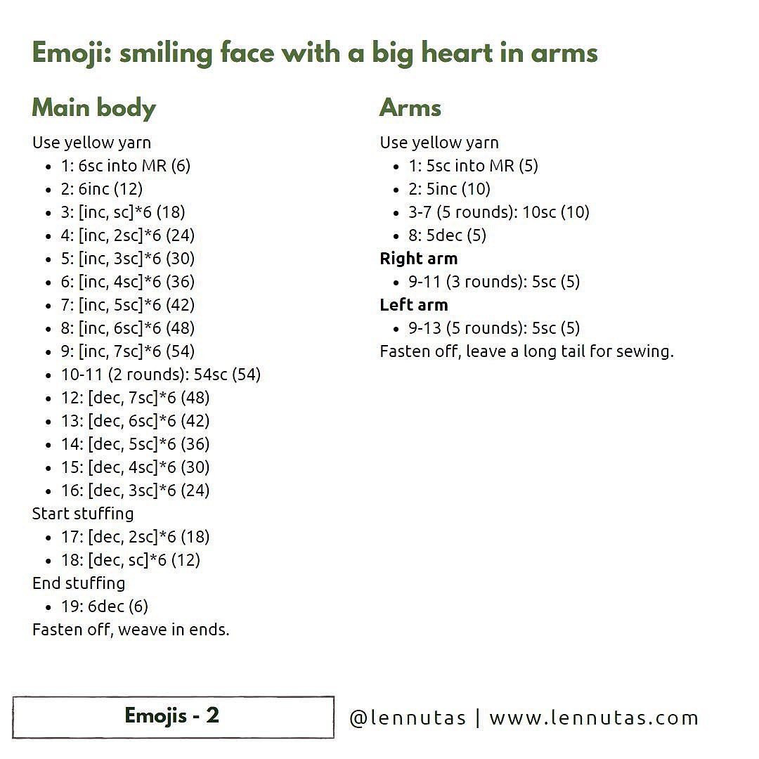 emoji: smiling face with a big heart in ams crochet pattern