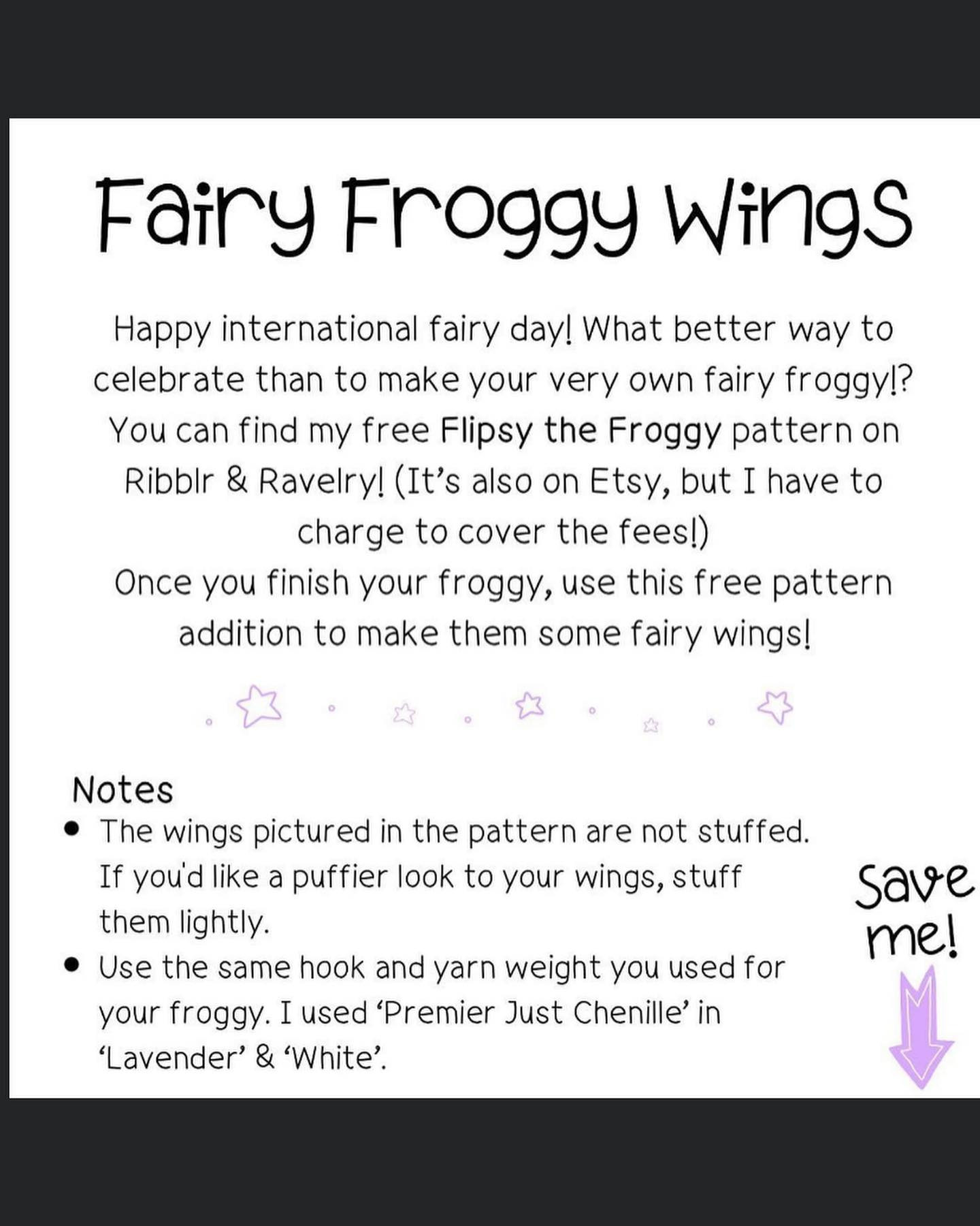 fairy froggy wings, for flipsy the froggy crochet pattern