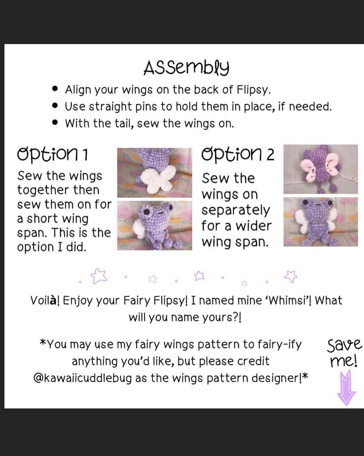 fairy froggy wings, for flipsy the froggy crochet pattern