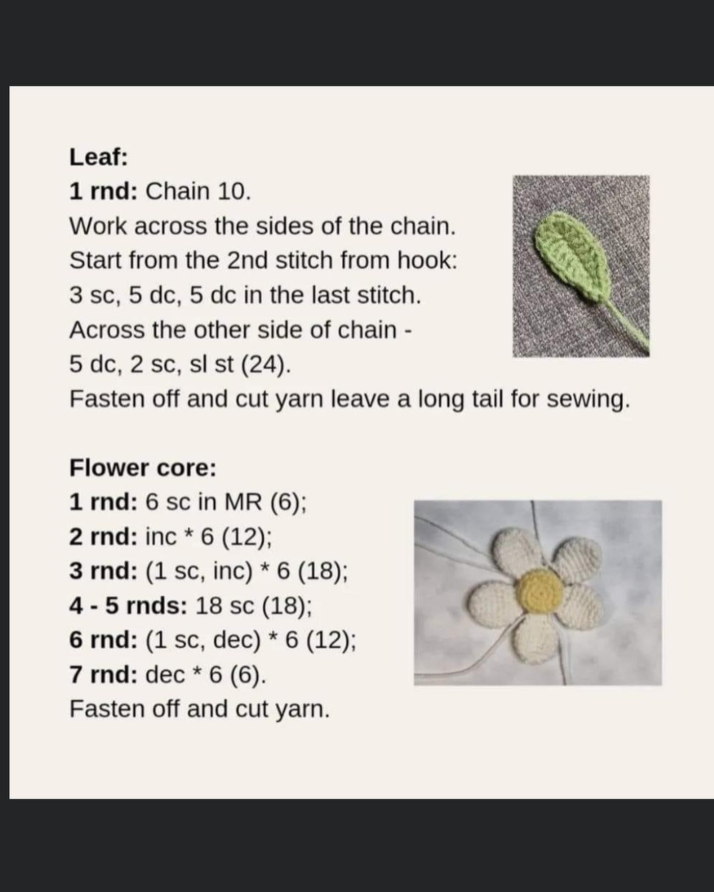 flower with five petals white yellow stamens free crochet pattern
