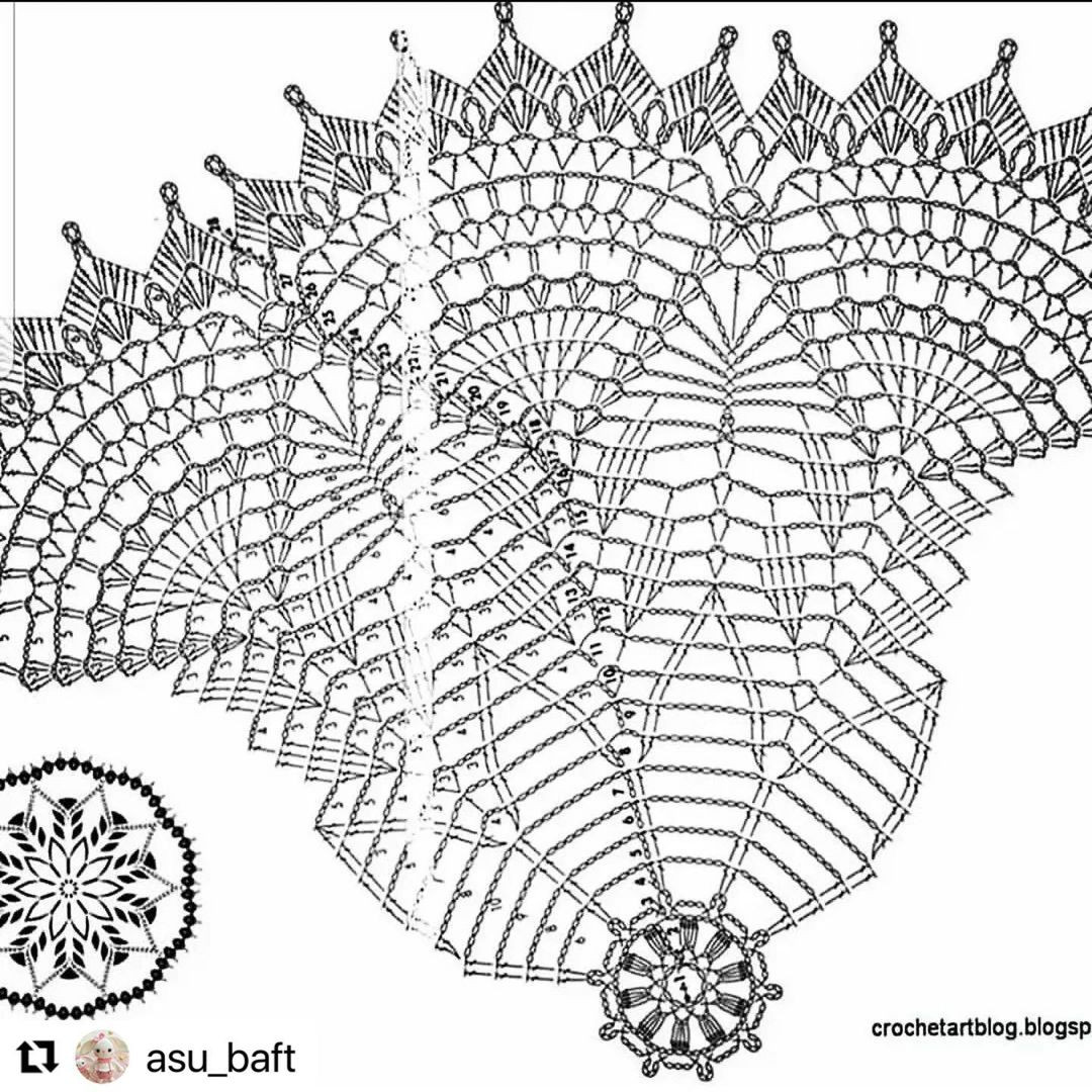 free crochet circular pattern with flowers and leaves sticking out.