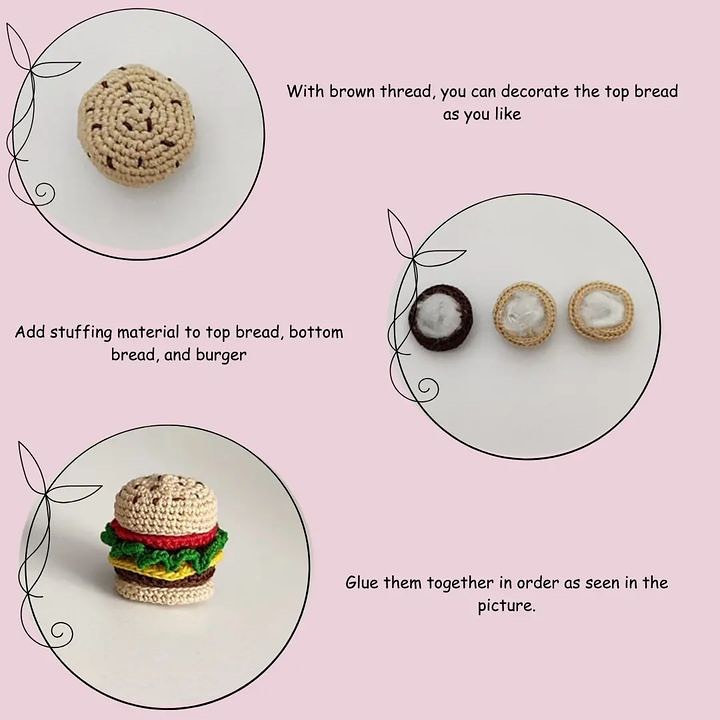 free crochet pattern amigurumi burger earrings