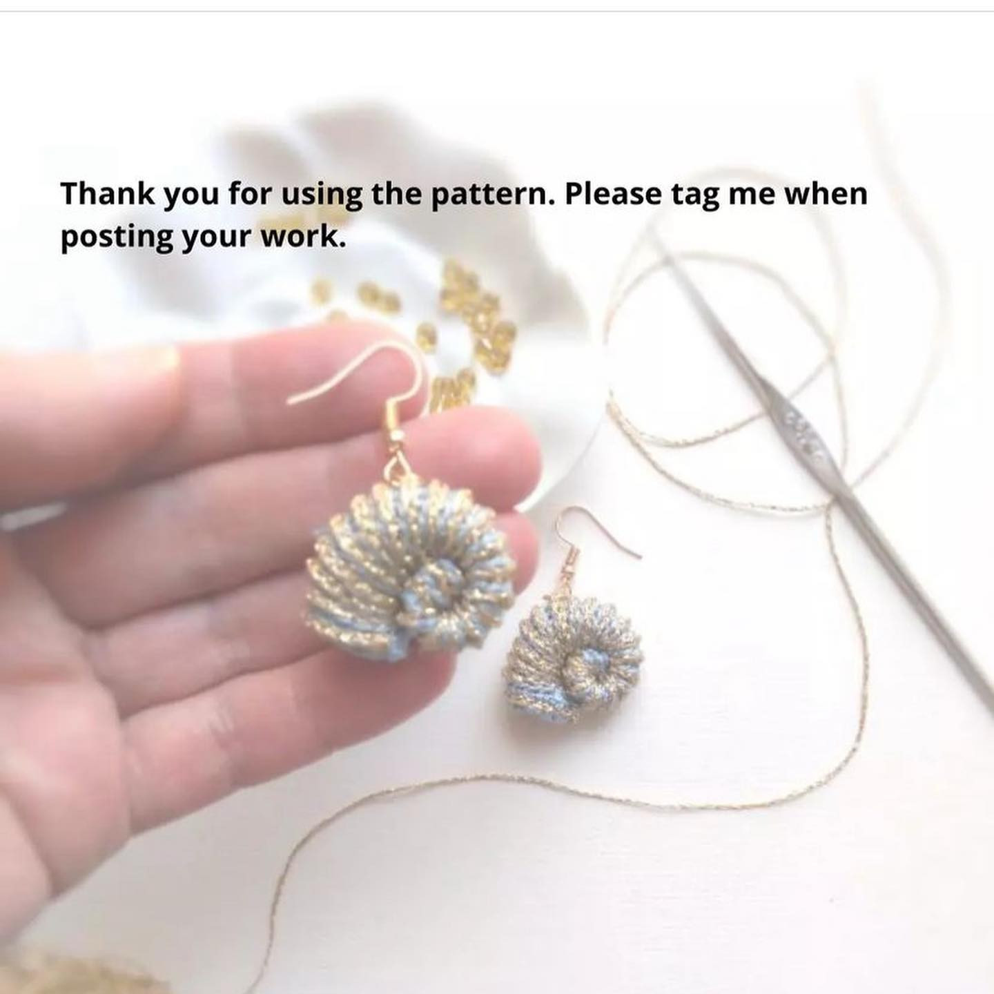 free crochet pattern ammonite earrings pendant