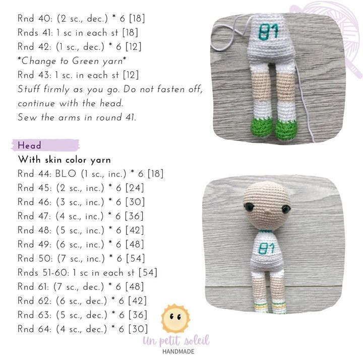 free crochet pattern baby doll left with blonde hair.