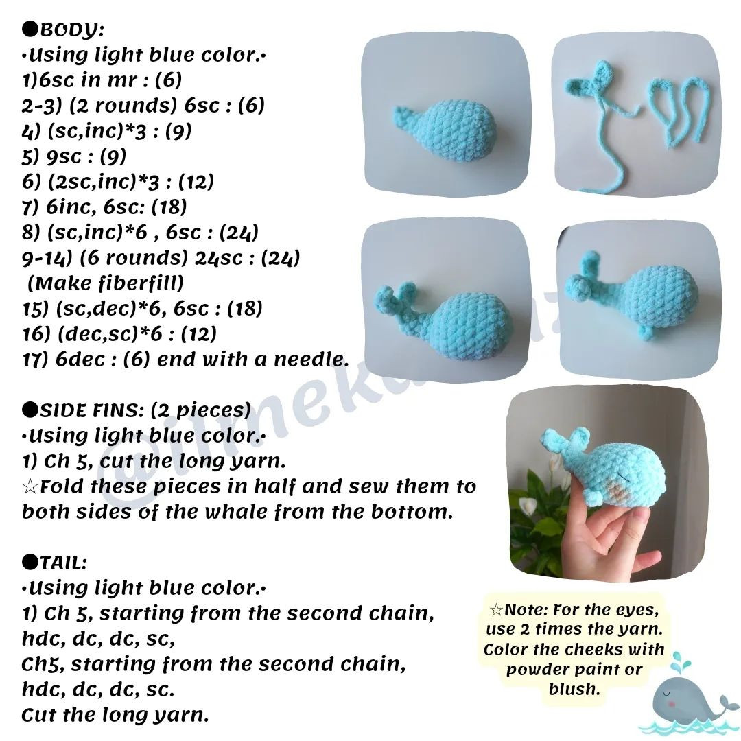 free crochet pattern blue whale.baby whale