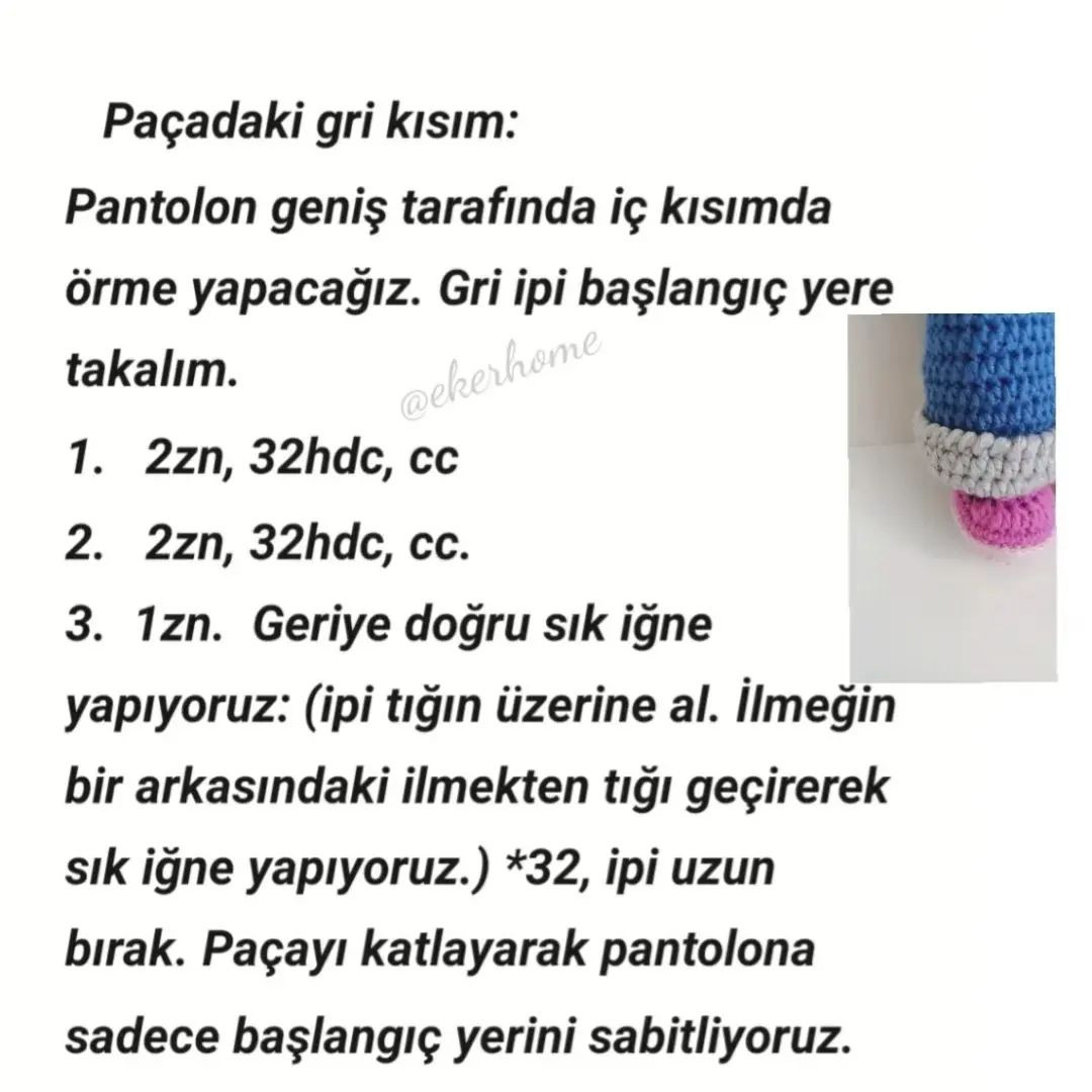 free crochet pattern brown hair doll, pink shirt, blue pants