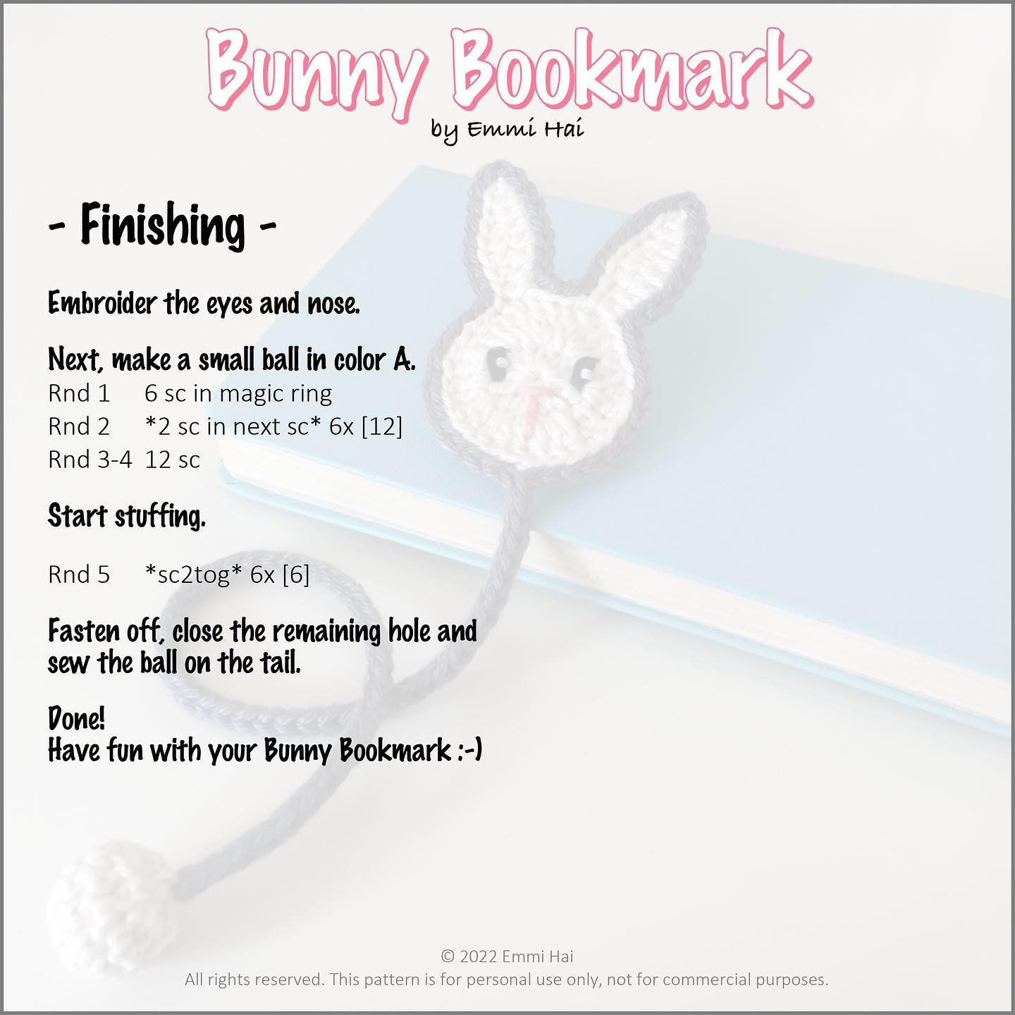 free crochet pattern bunny bookmark