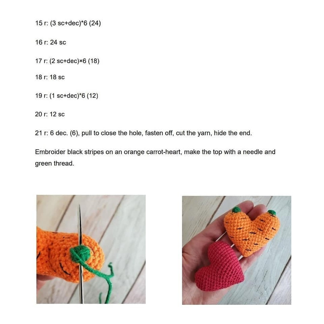 free crochet pattern carrot heart