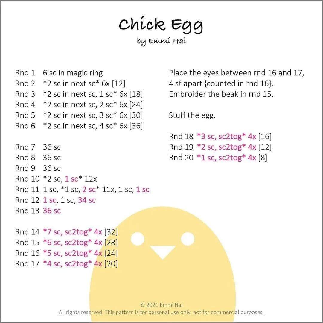 free crochet pattern chick egg