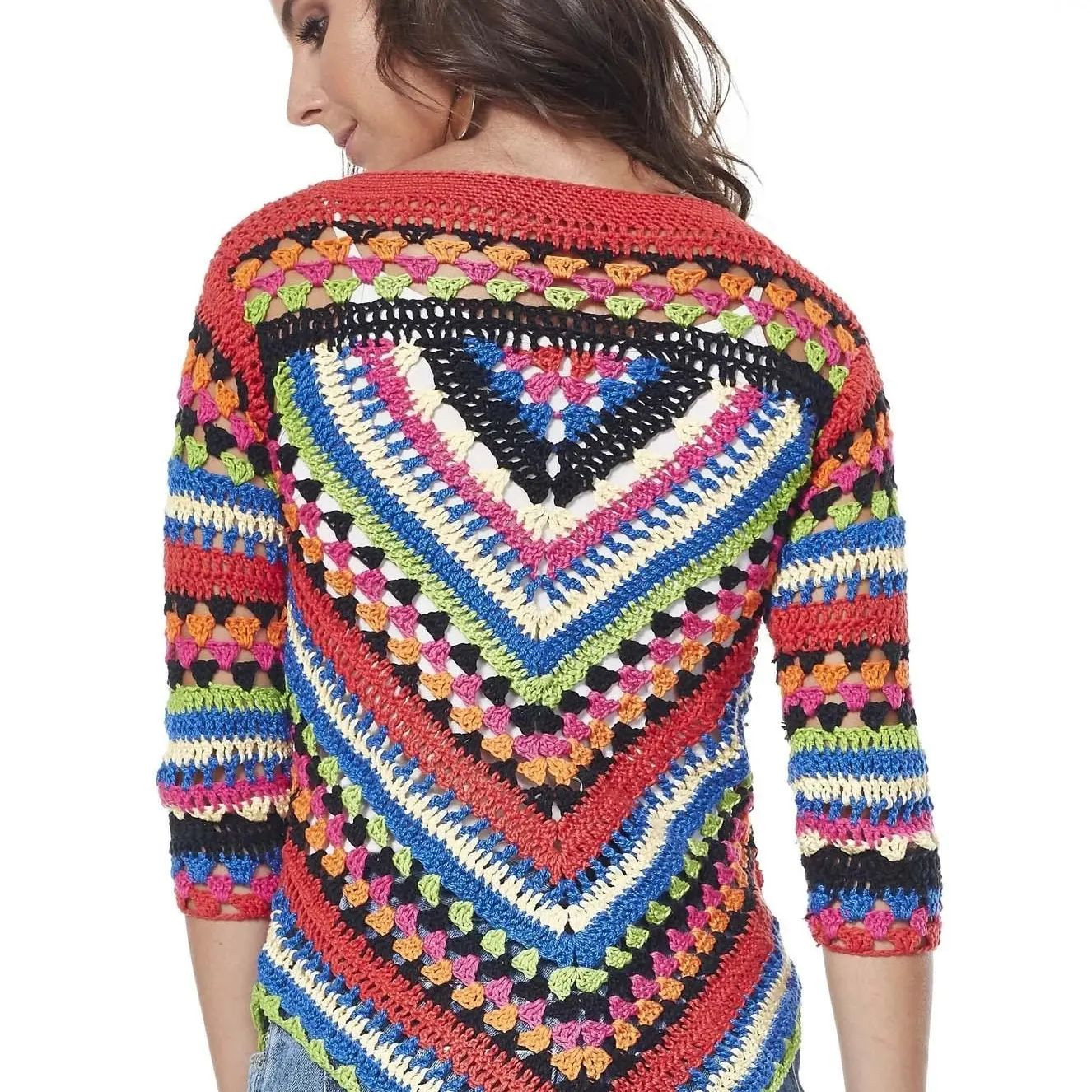 free crochet pattern colorful sweater with texture
