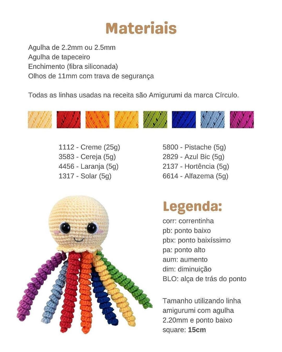 free crochet pattern colorful tentacles octopus