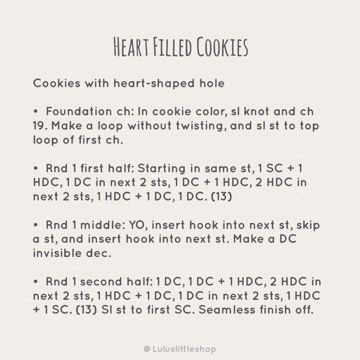 free crochet pattern cookies with heart-shaped hole