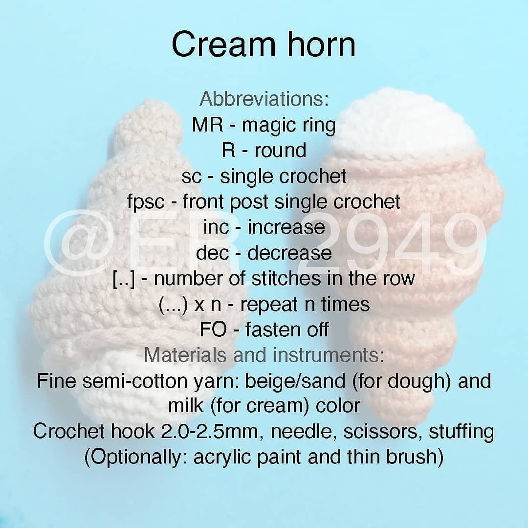 free crochet pattern cream horn