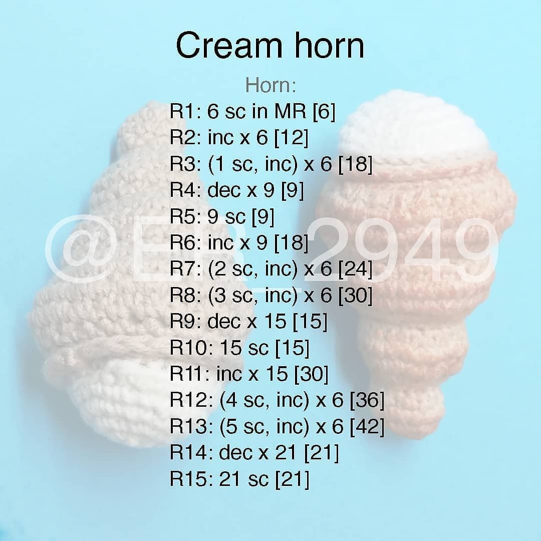 free crochet pattern cream horn