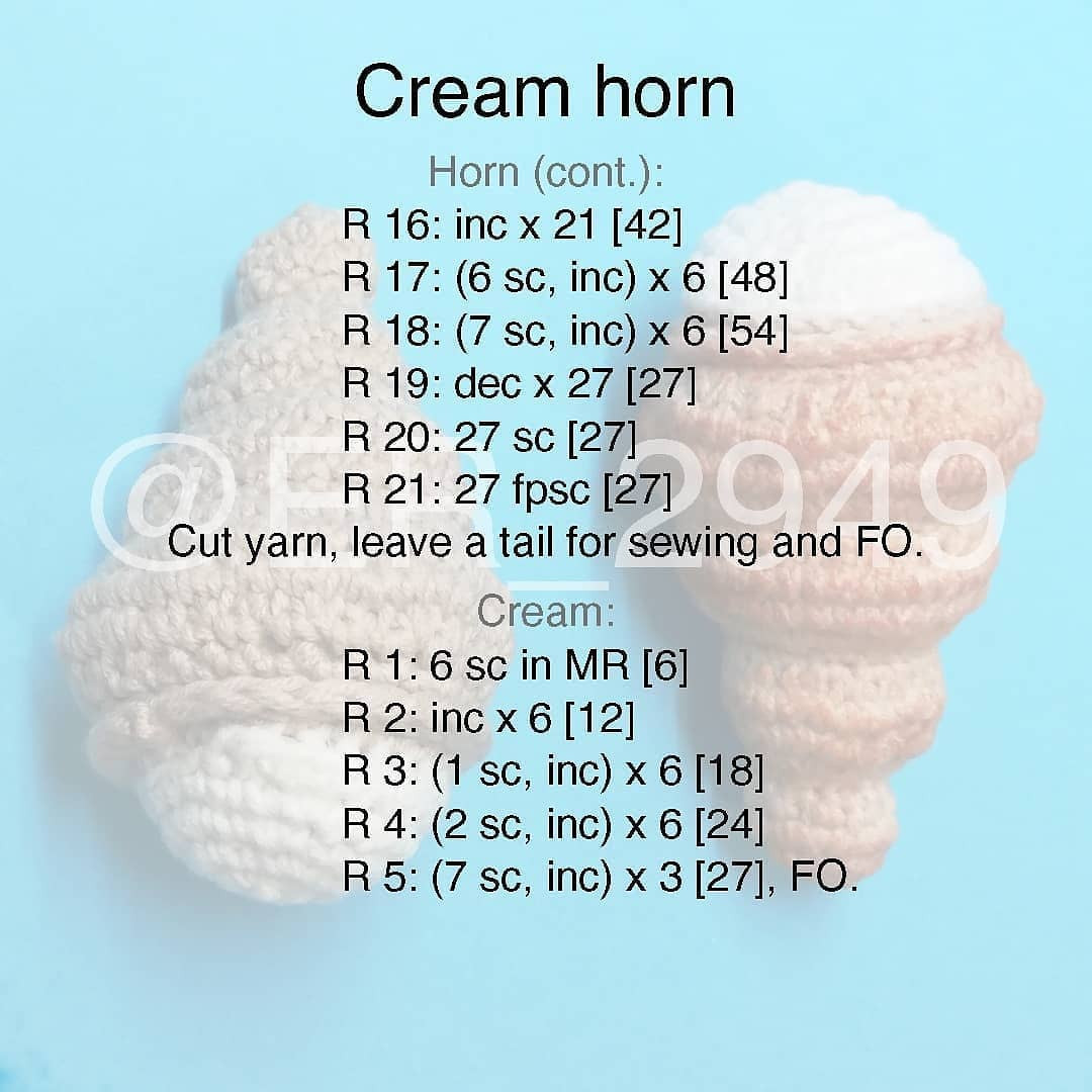 free crochet pattern cream horn