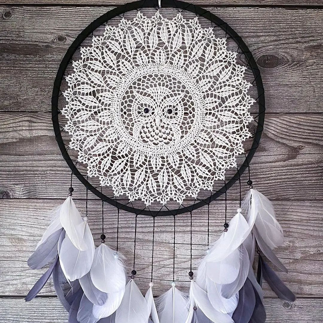 free crochet pattern dream catcher owl shape