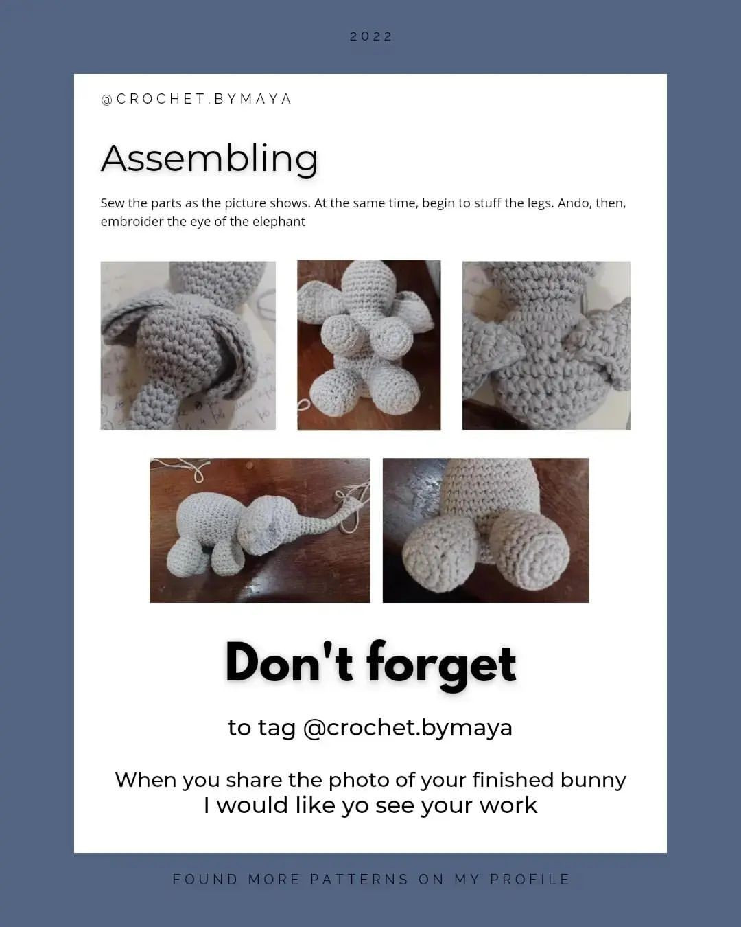 free crochet pattern gray elephant