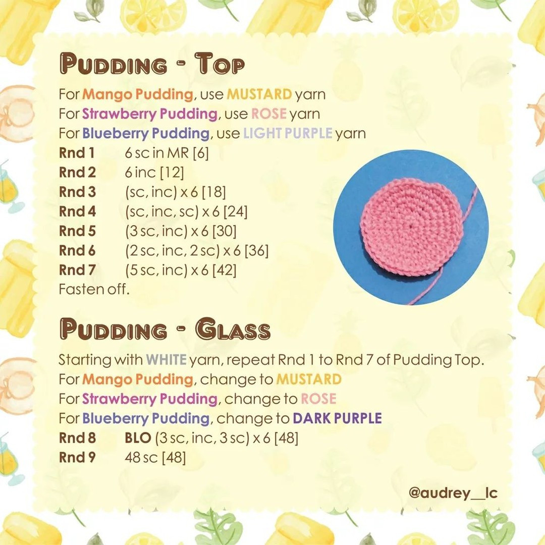 free crochet pattern happy pudding set