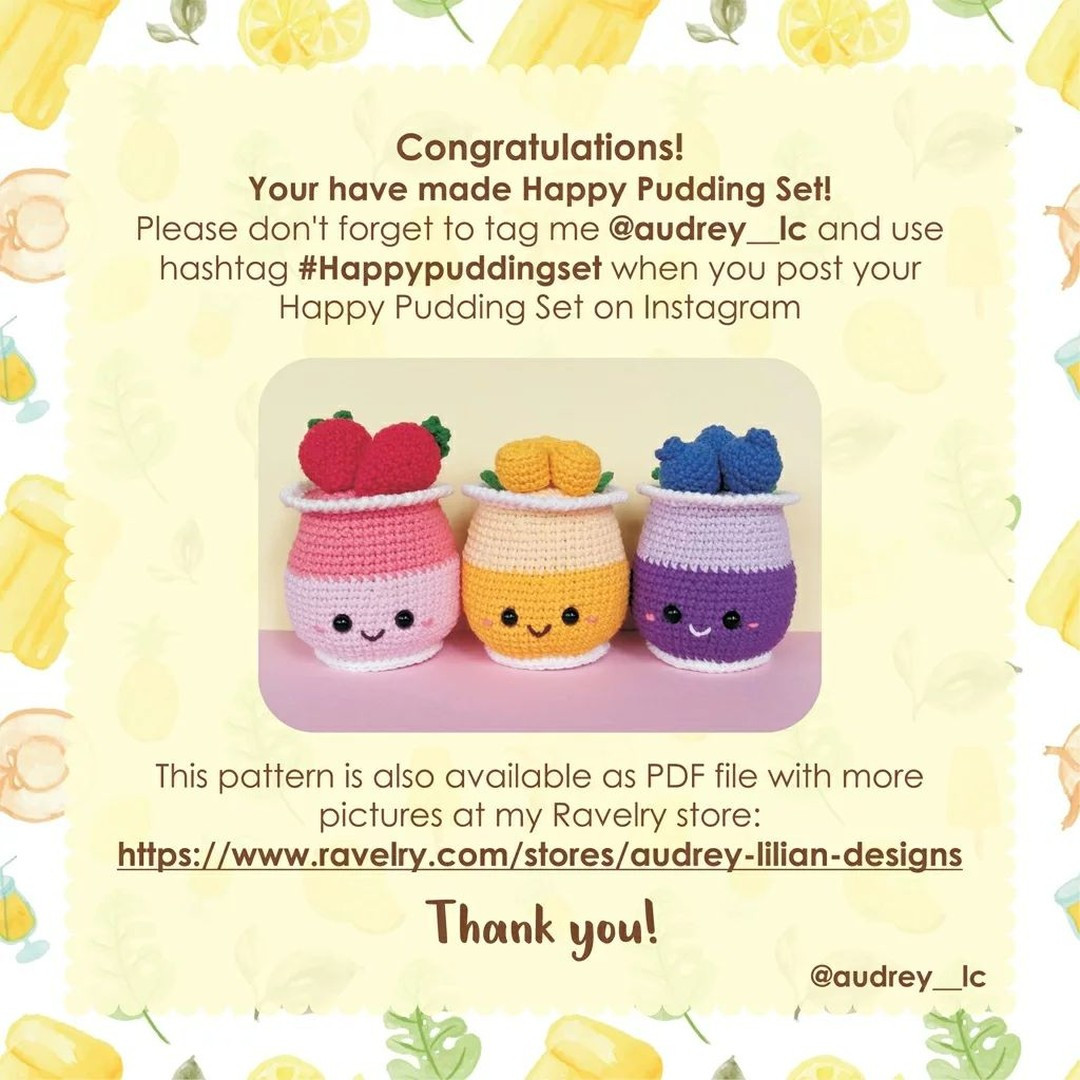 free crochet pattern happy pudding set