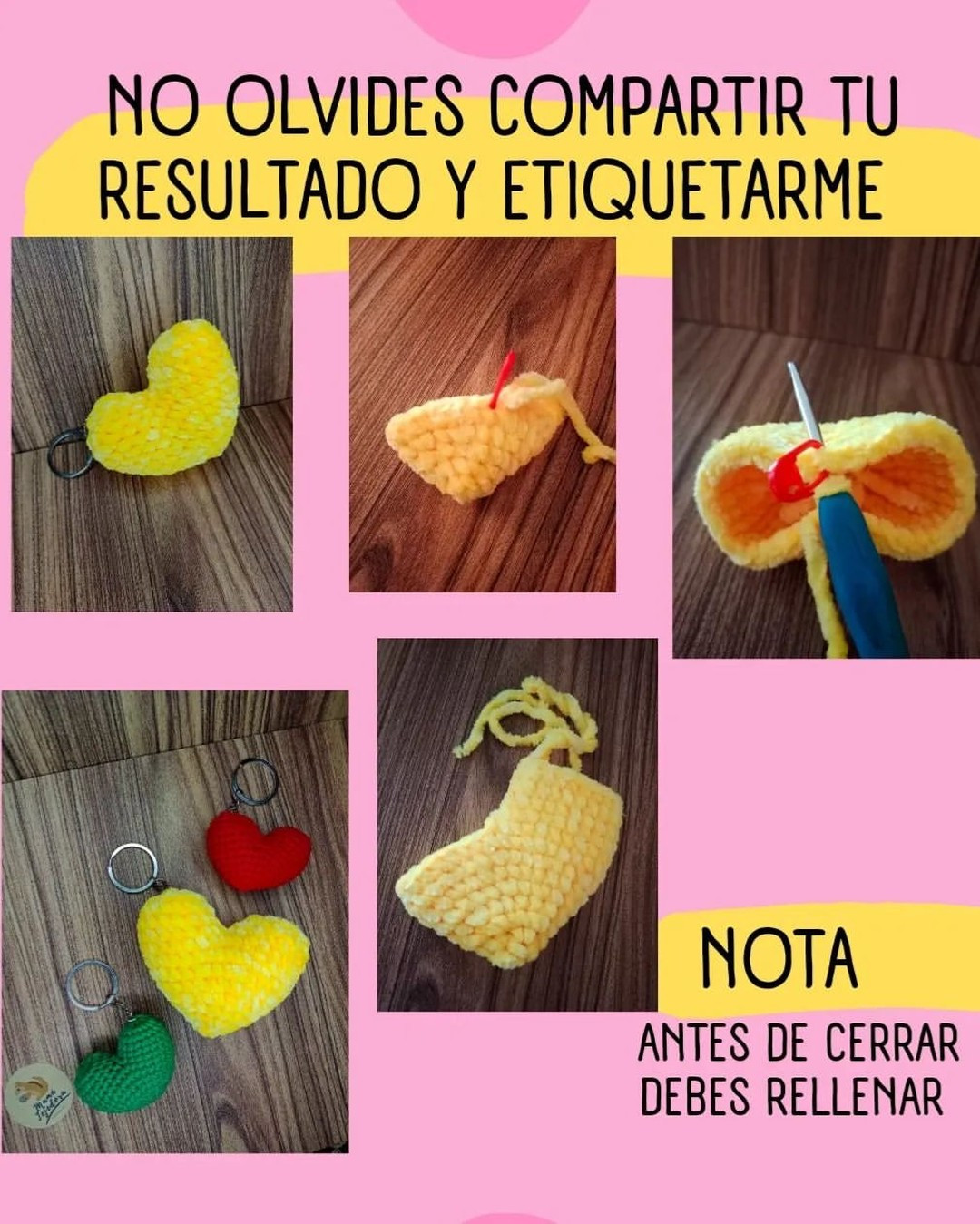 free crochet pattern heart keychain.