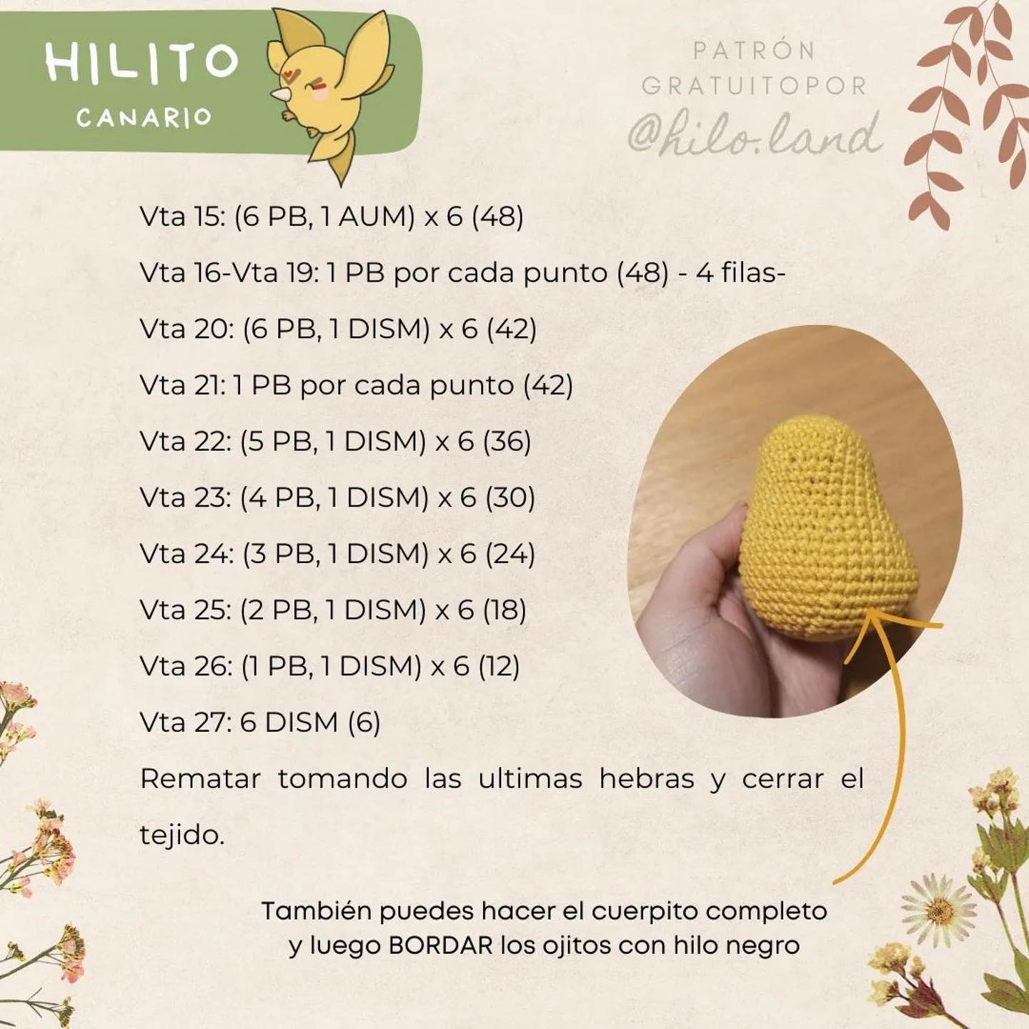 free crochet pattern hilito bird