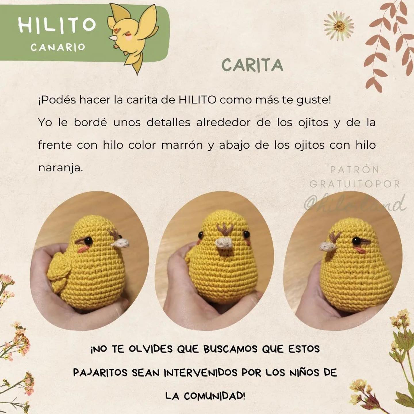 free crochet pattern hilito bird