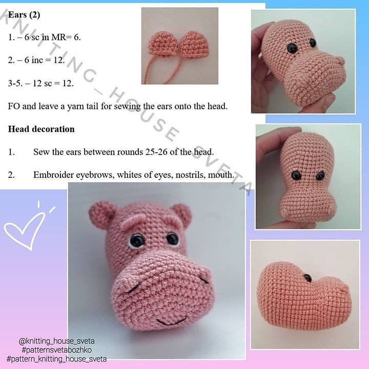 free crochet pattern hippopotamus color h