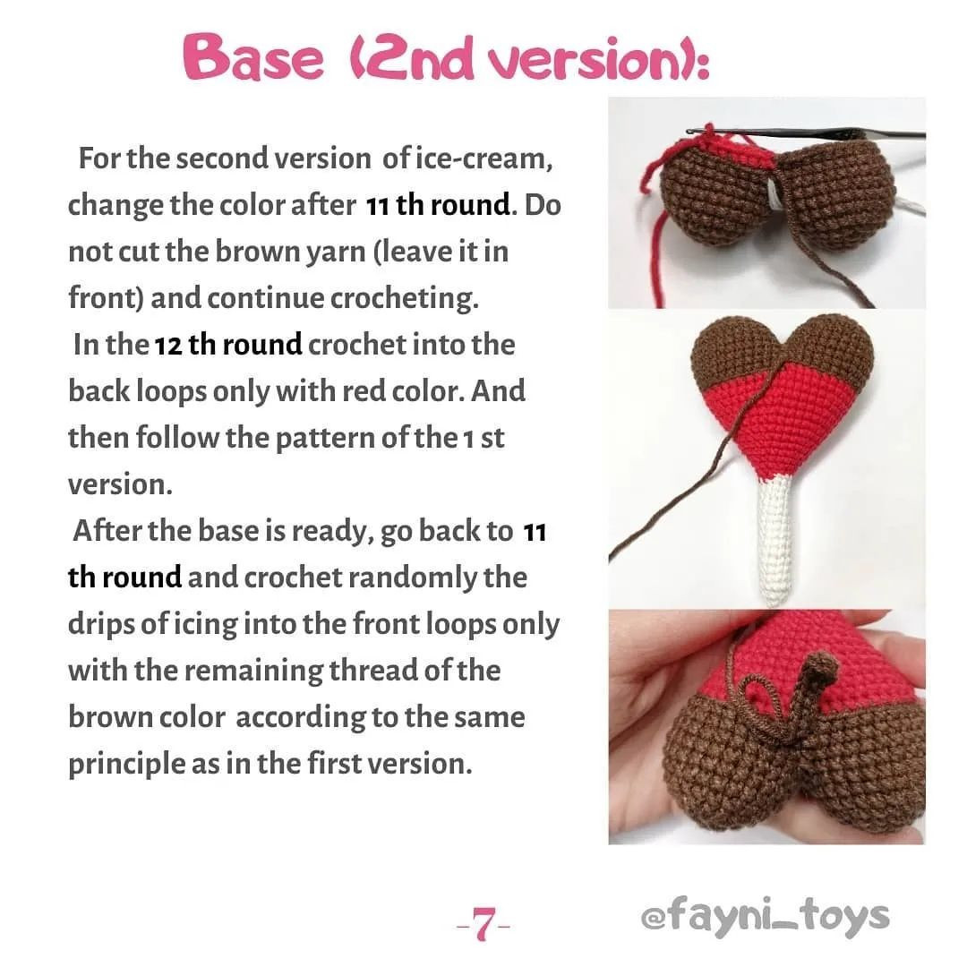 free crochet pattern ice cream heart