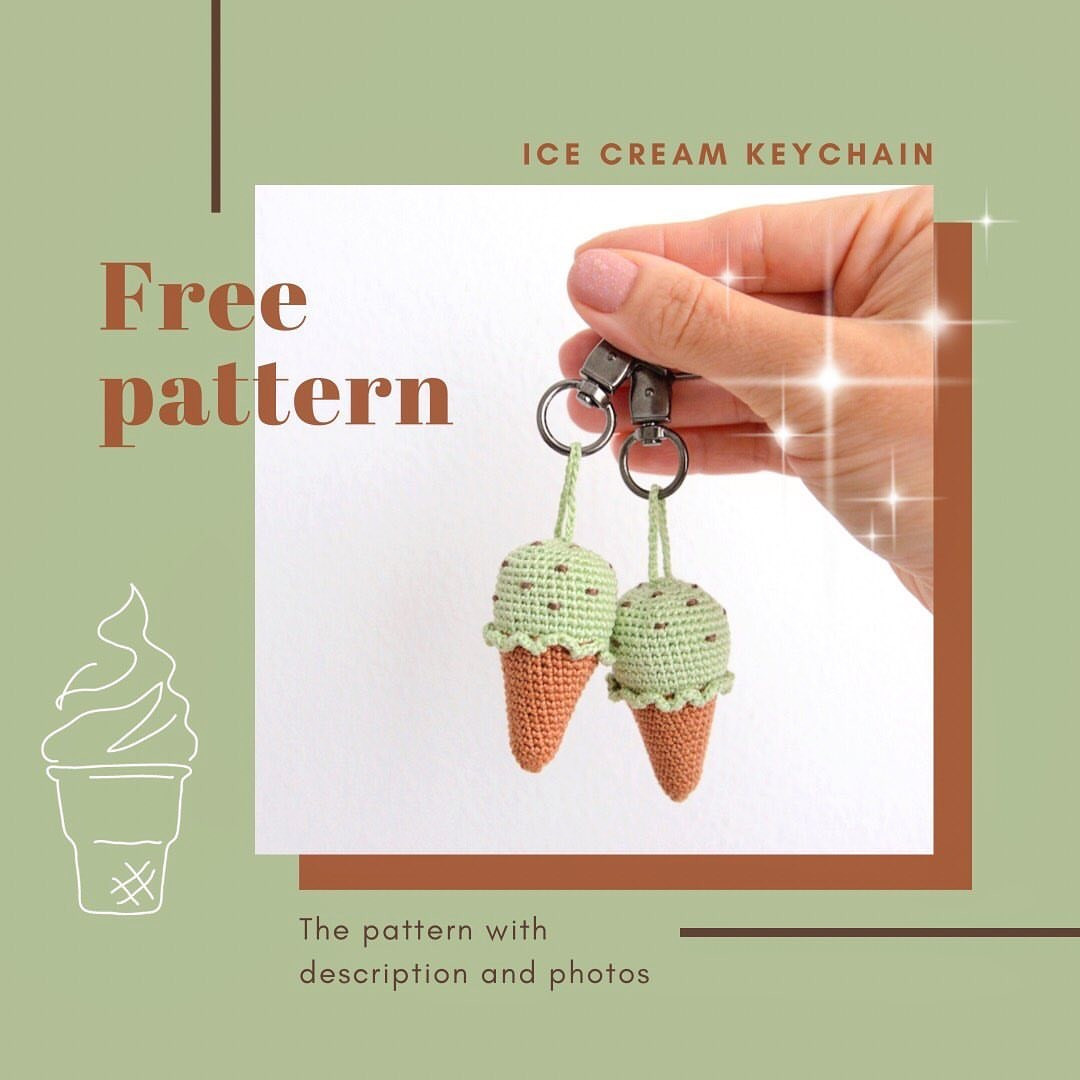 free crochet pattern ice cream keychain