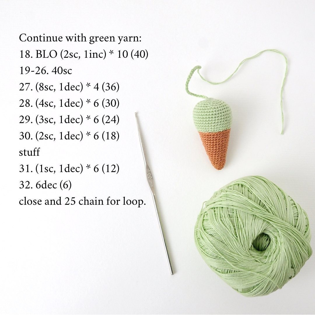 free crochet pattern ice cream keychain