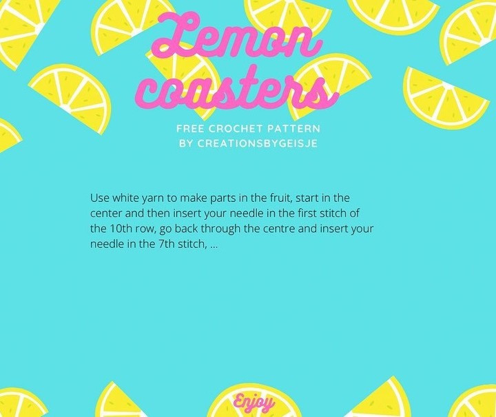 free crochet pattern lemon coasters