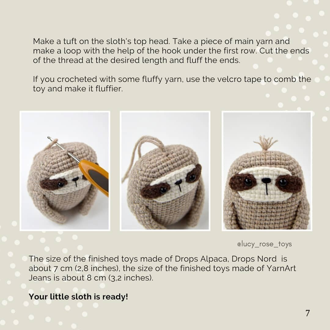 free crochet pattern little sloth