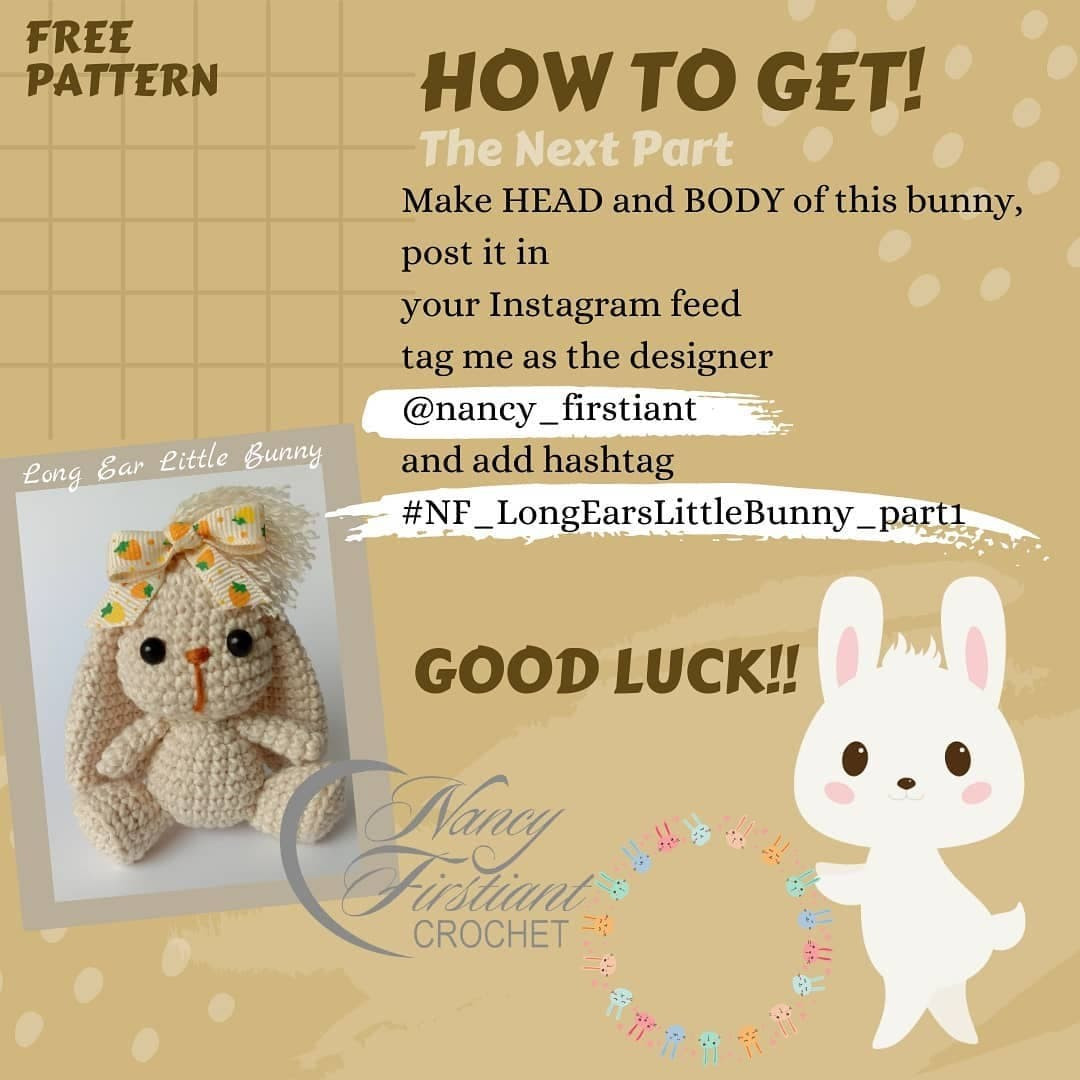 free crochet pattern long ears little bunny