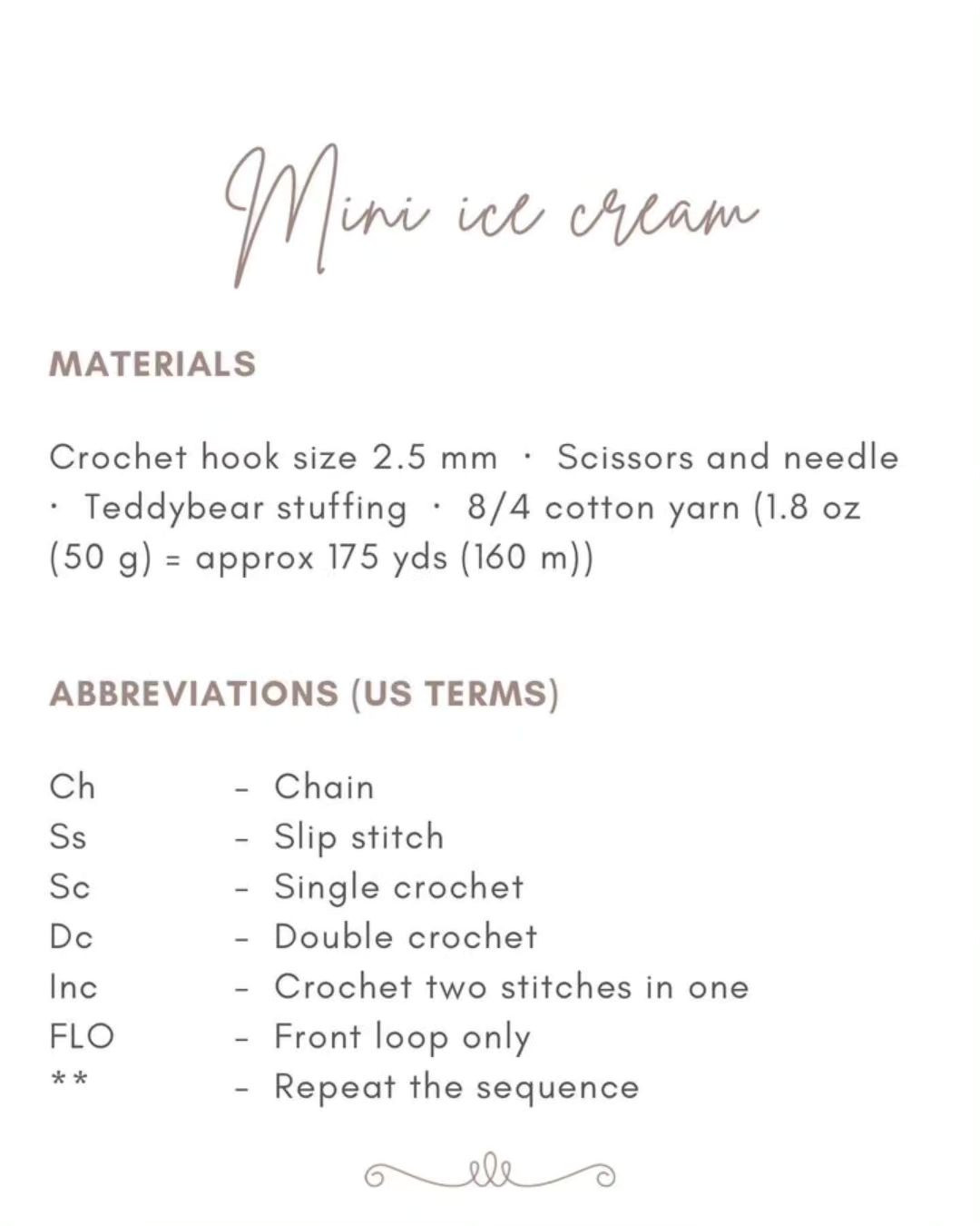 free crochet pattern mini ice cream