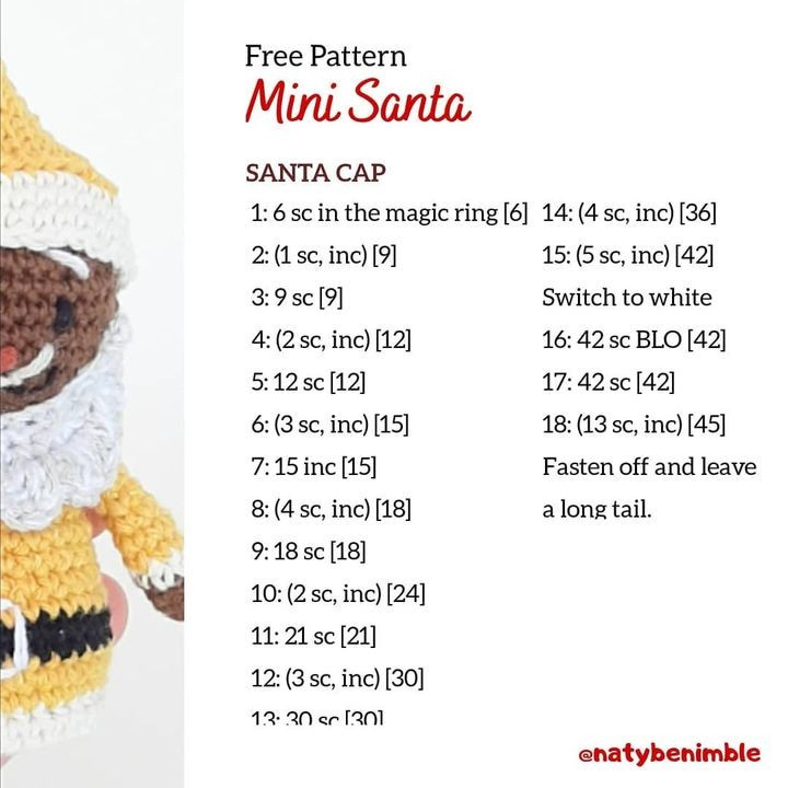 free crochet pattern mini santa