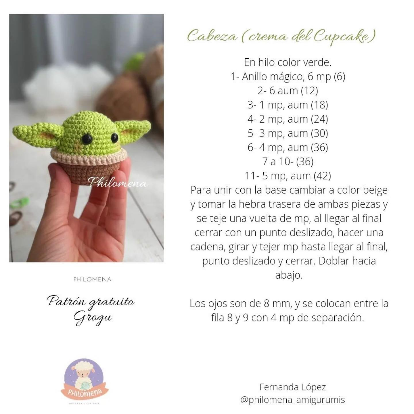 free crochet pattern mini Yoda green