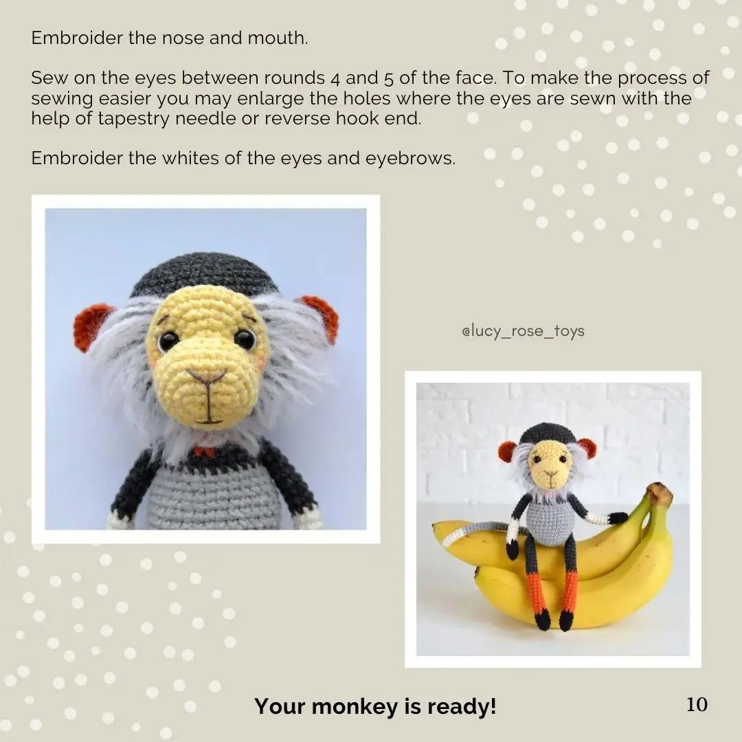 free crochet pattern monkey face yellow.