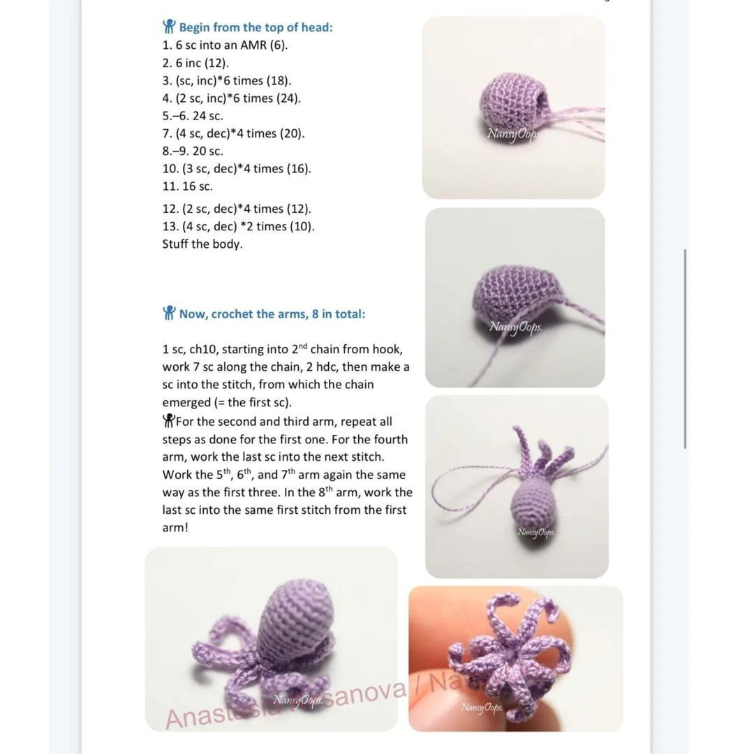 free crochet pattern octopus mini size.
