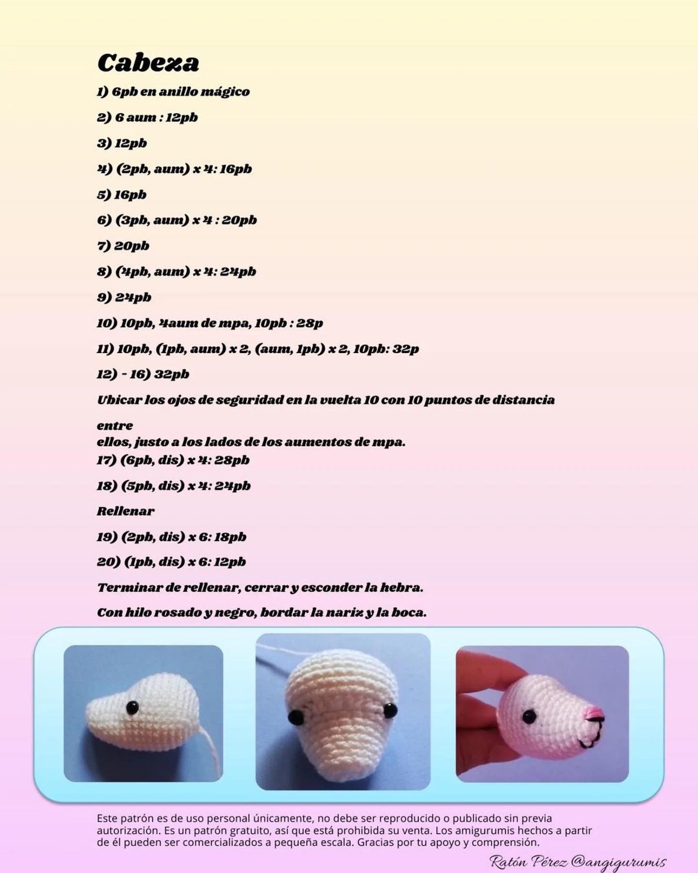 free crochet pattern pink eared mouse.