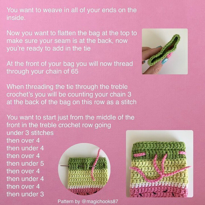 free crochet pattern pink earphone bag