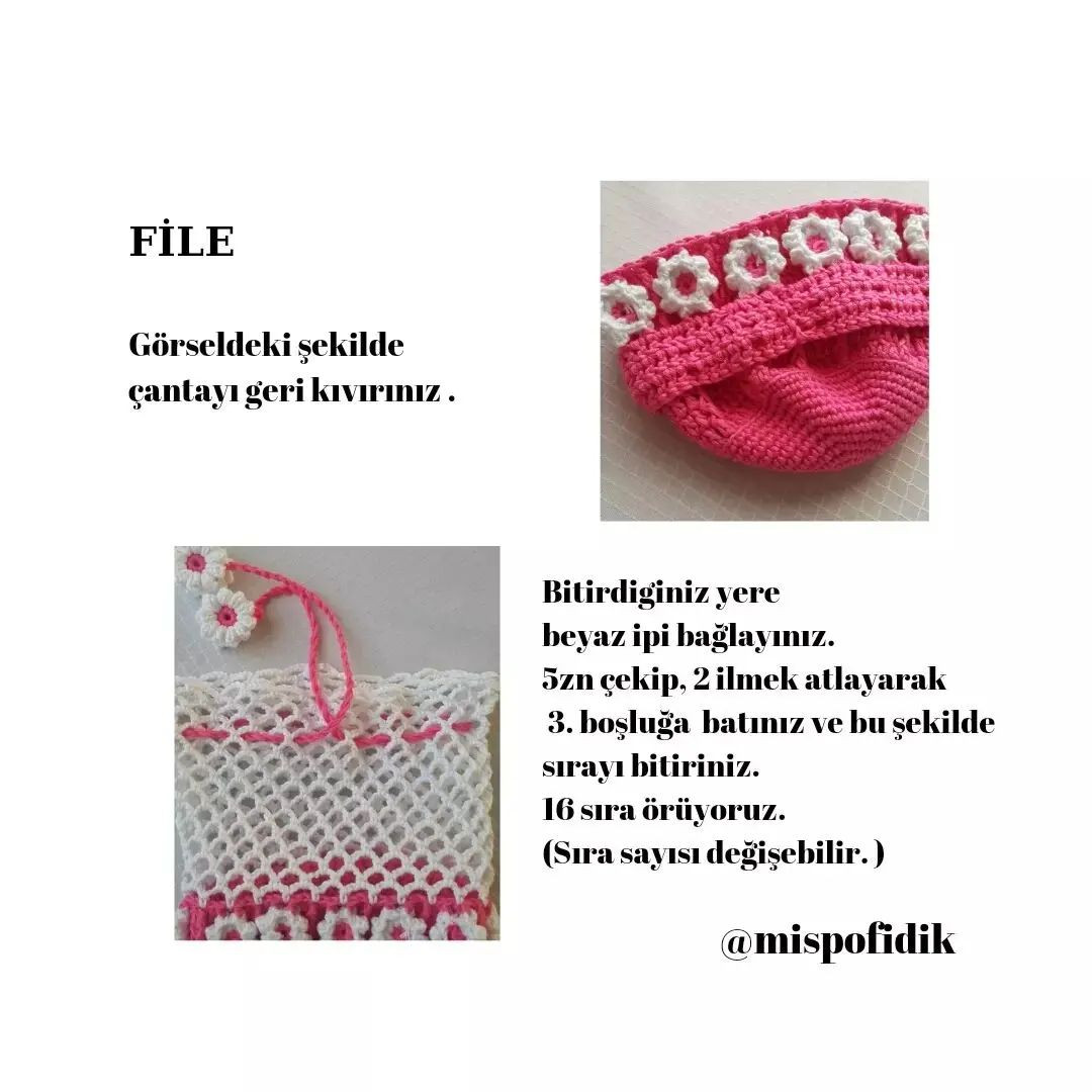 free crochet pattern pink handbag with six petals