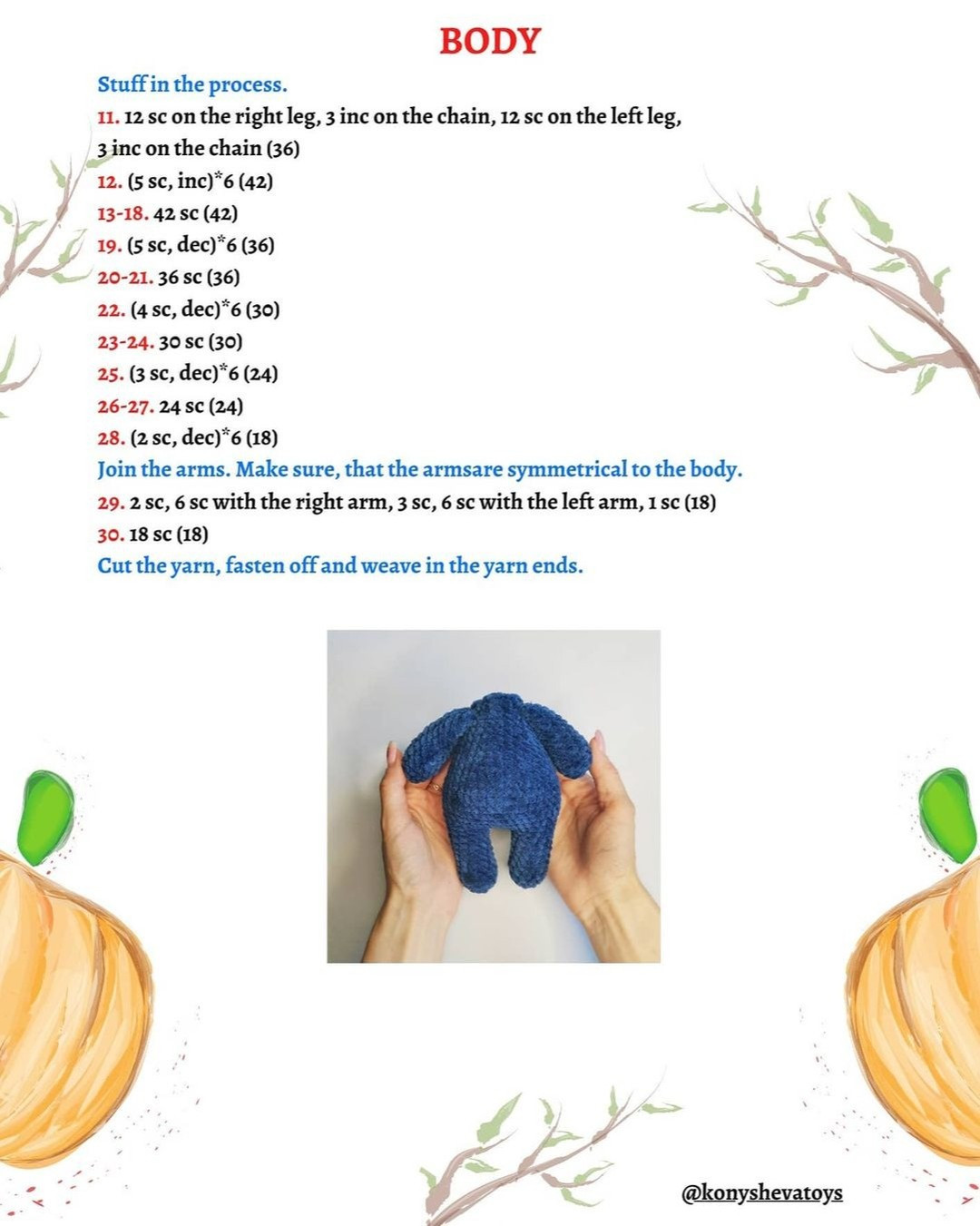 free crochet pattern pumpkin doll, blue hat, white eyes, green hair, gray hair